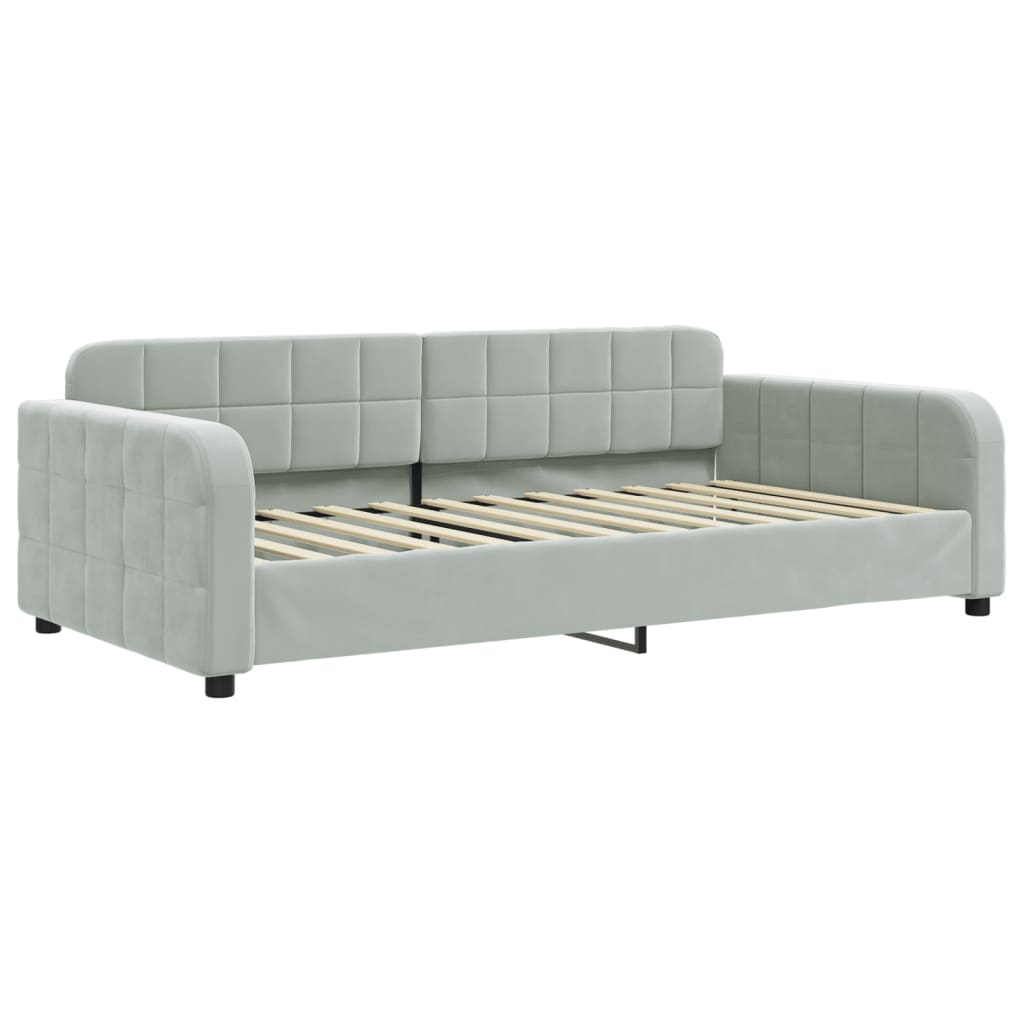 daybed med udtræk og skuffer 100x200 cm velour lysegrå