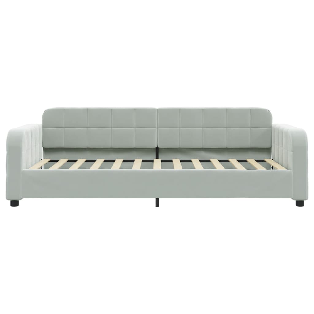daybed med udtræk og skuffer 100x200 cm velour lysegrå