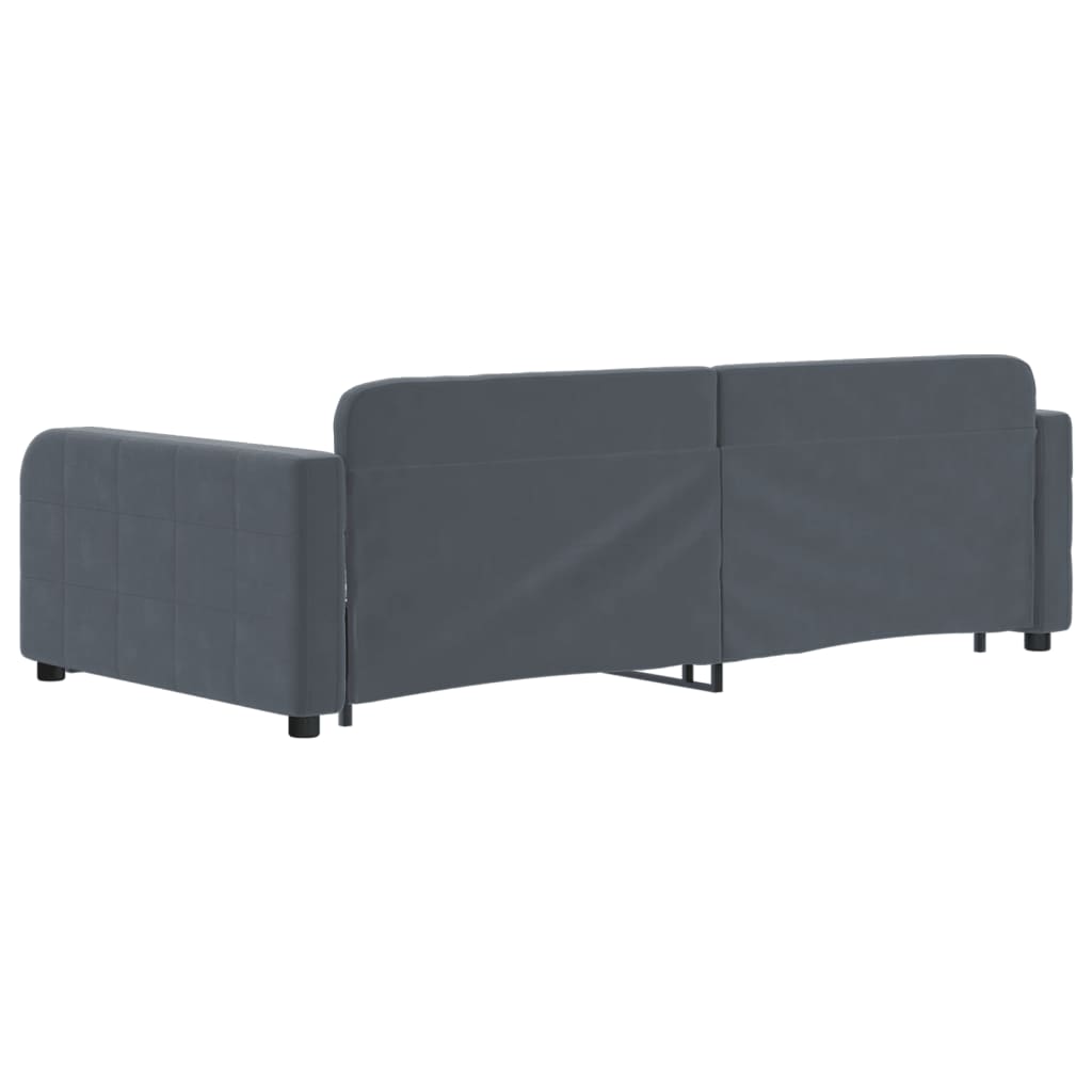 daybed med udtræk og skuffer 100x200 cm velour mørkegrå