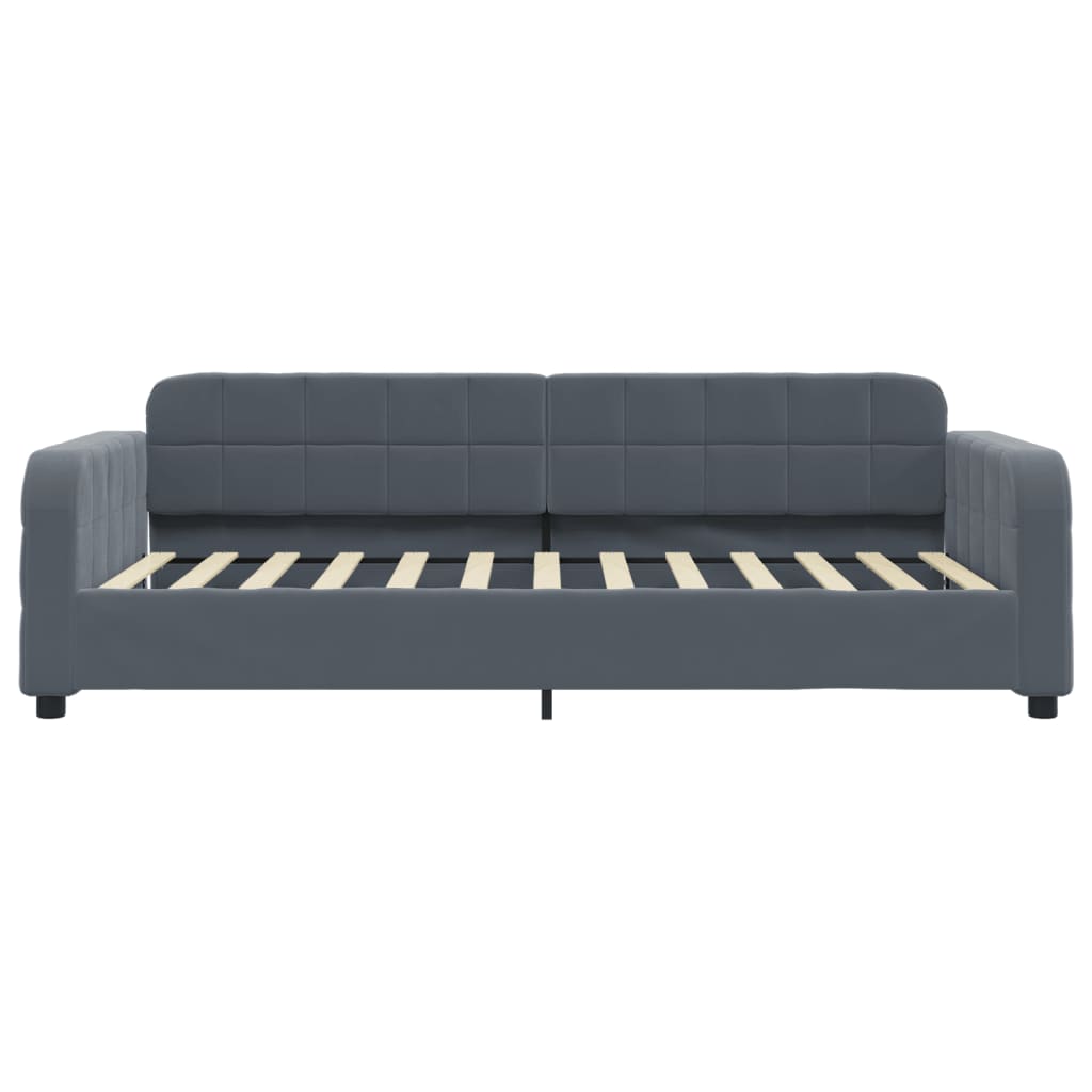 daybed med udtræk og skuffer 100x200 cm velour mørkegrå