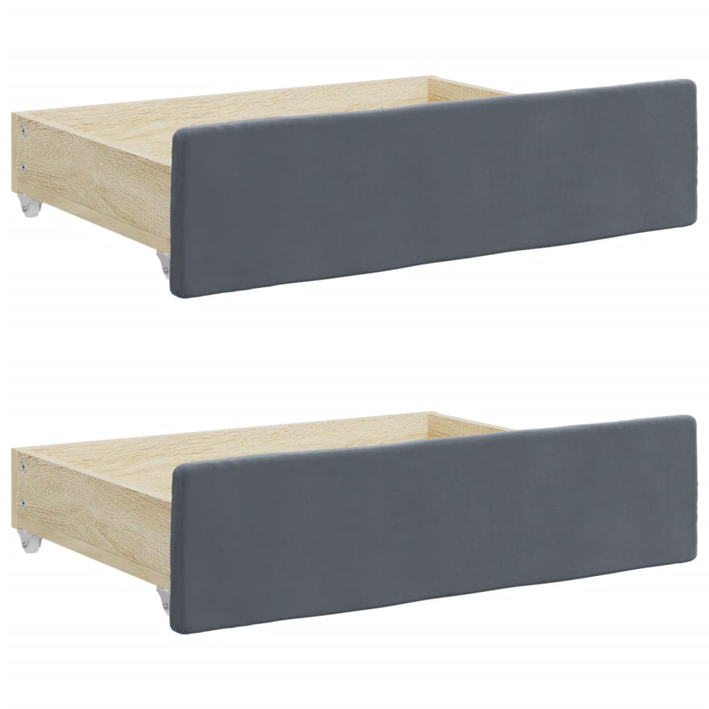 daybed med udtræk og skuffer 100x200 cm velour mørkegrå