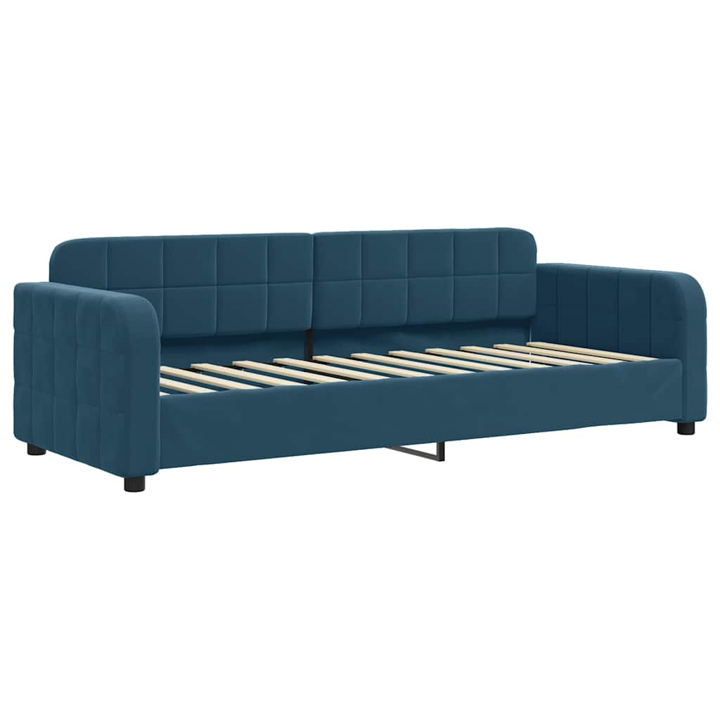 daybed med udtræk og skuffer 80x200 cm stof blå