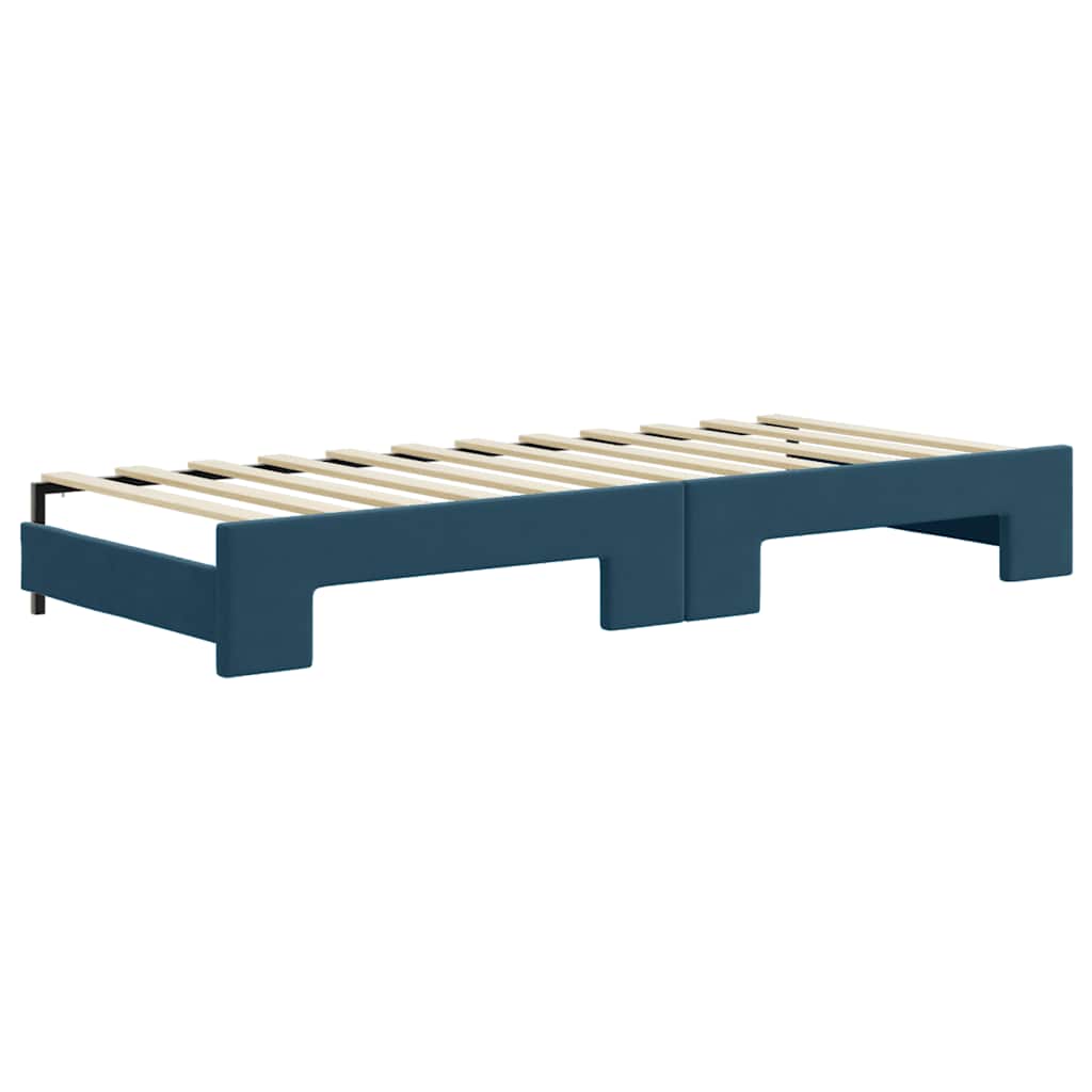 daybed med udtræk og skuffer 80x200 cm stof blå