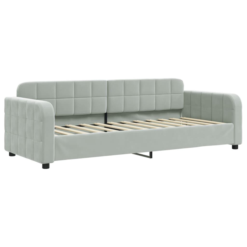 daybed med udtræk og skuffer 80x200 cm velour lysegrå