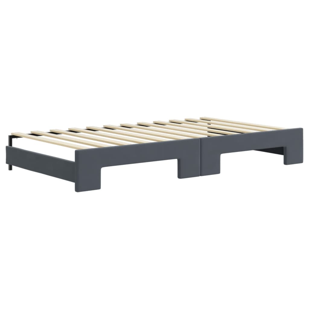 daybed med udtræk og skuffer 100x200 cm velour mørkegrå
