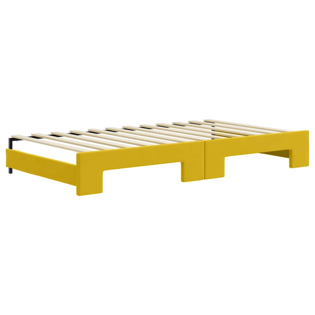 daybed med udtræk og skuffer 100x200 cm velour gul