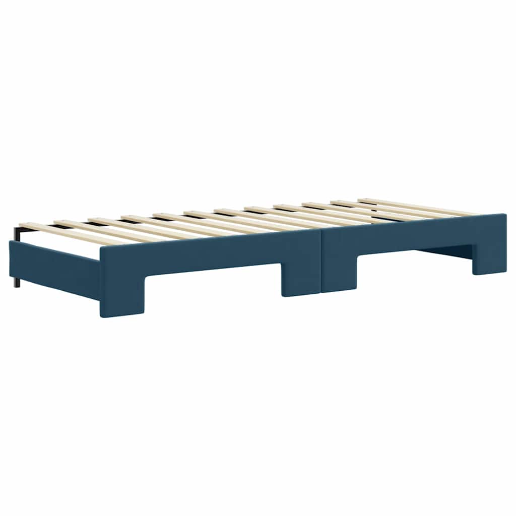 daybed med udtræk 80x200 cm velour blå
