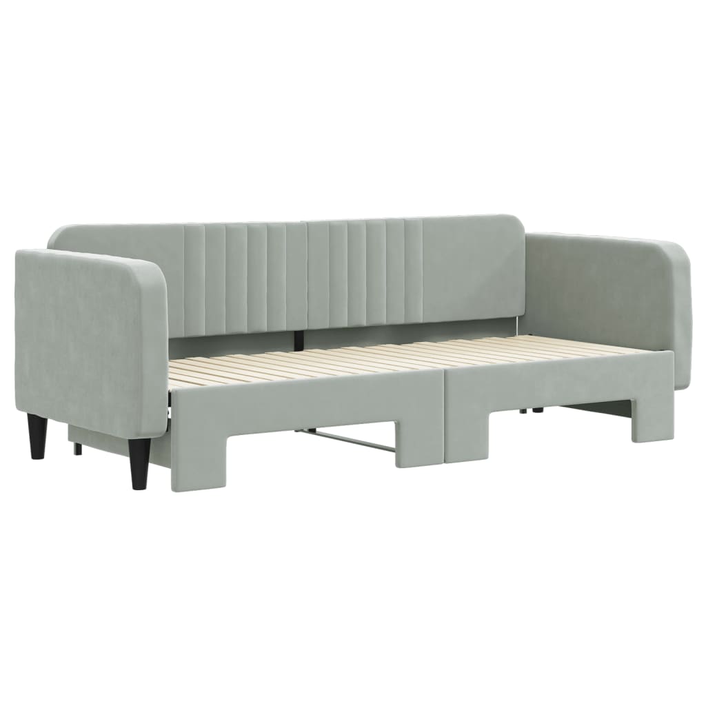 daybed med udtræk 80x200 cm velour lysegrå