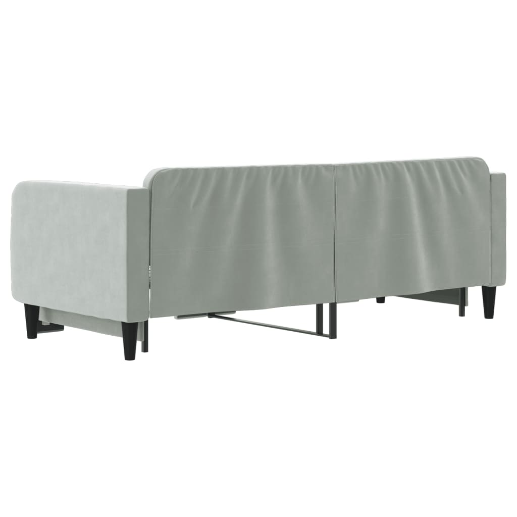 daybed med udtræk 80x200 cm velour lysegrå
