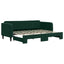 daybed med udtræk 80x200 cm velour mørkegrøn