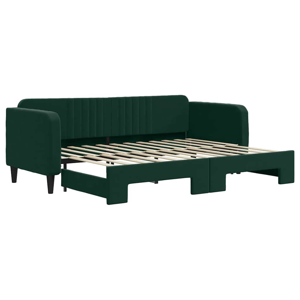 daybed med udtræk 80x200 cm velour mørkegrøn