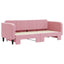 daybed med udtræk 80x200 cm velour lyserød