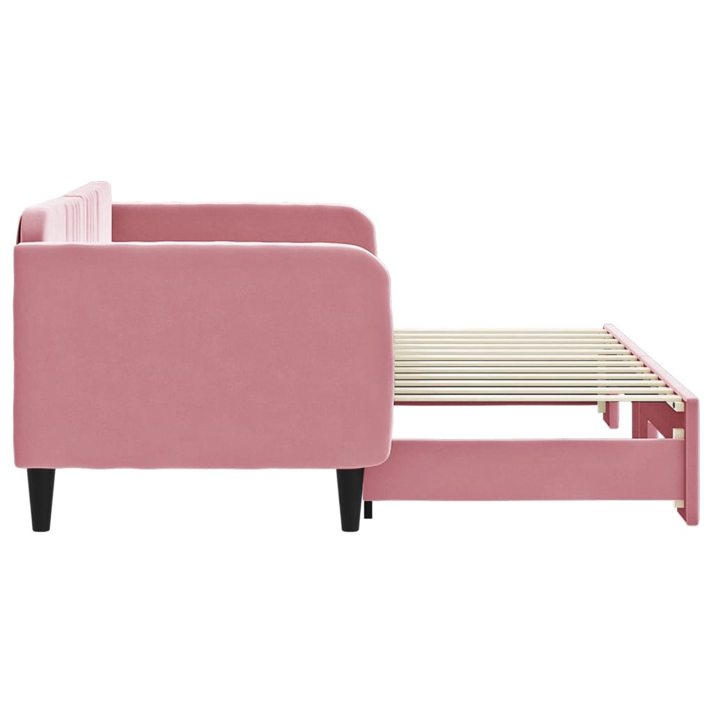 daybed med udtræk 80x200 cm velour lyserød