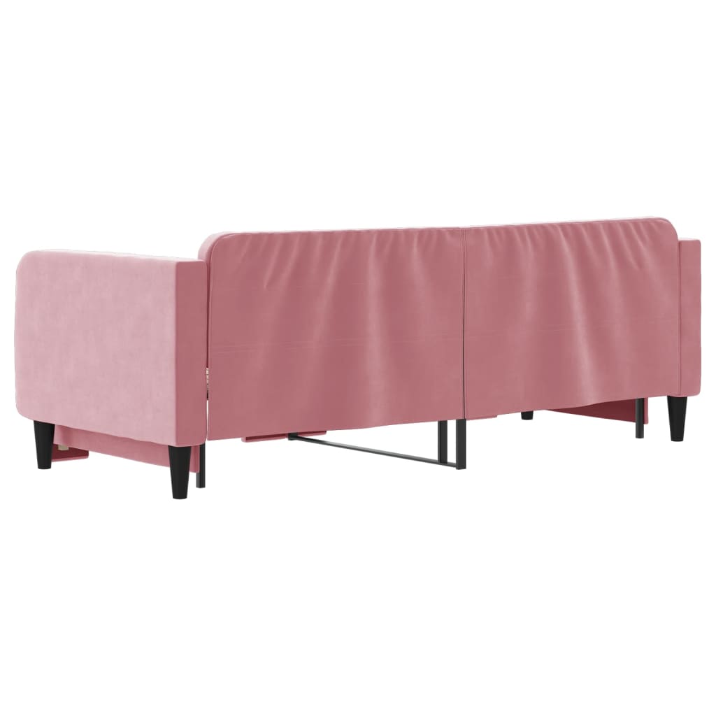 daybed med udtræk 80x200 cm velour lyserød