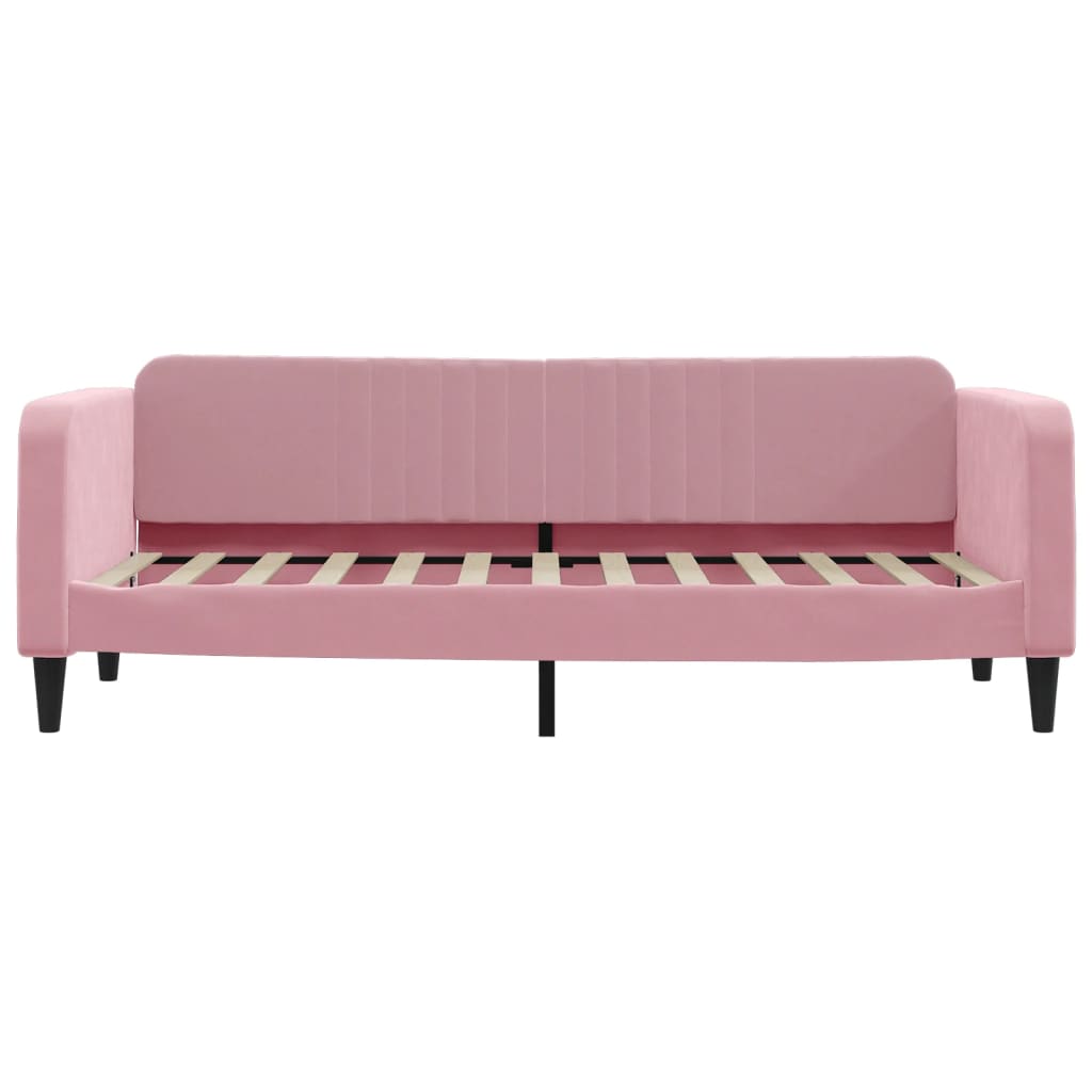 daybed med udtræk 80x200 cm velour lyserød