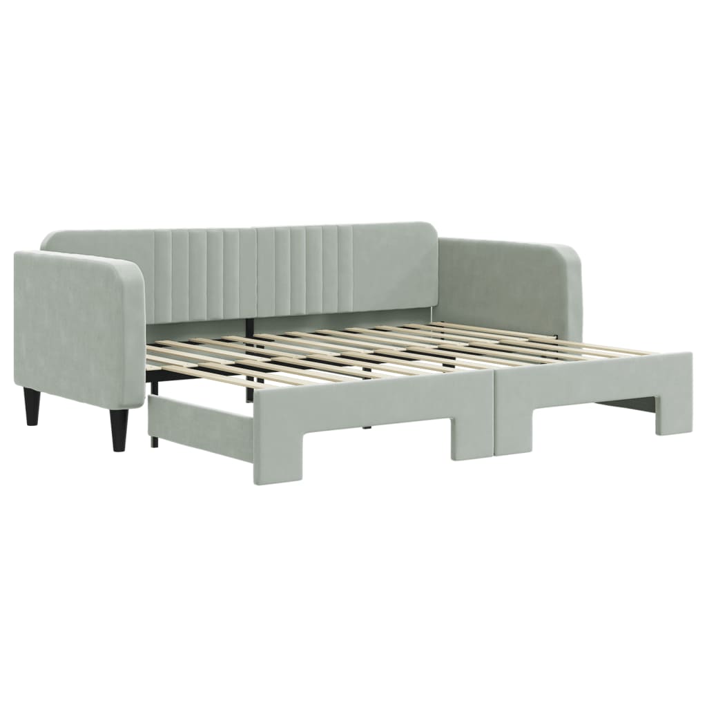daybed med udtræk 90x200 cm velour lysegrå