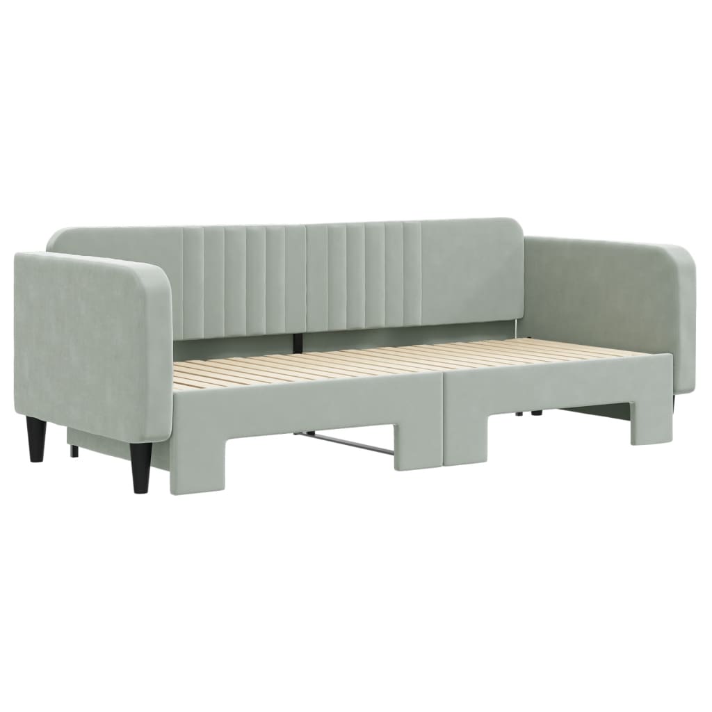 daybed med udtræk 90x200 cm velour lysegrå