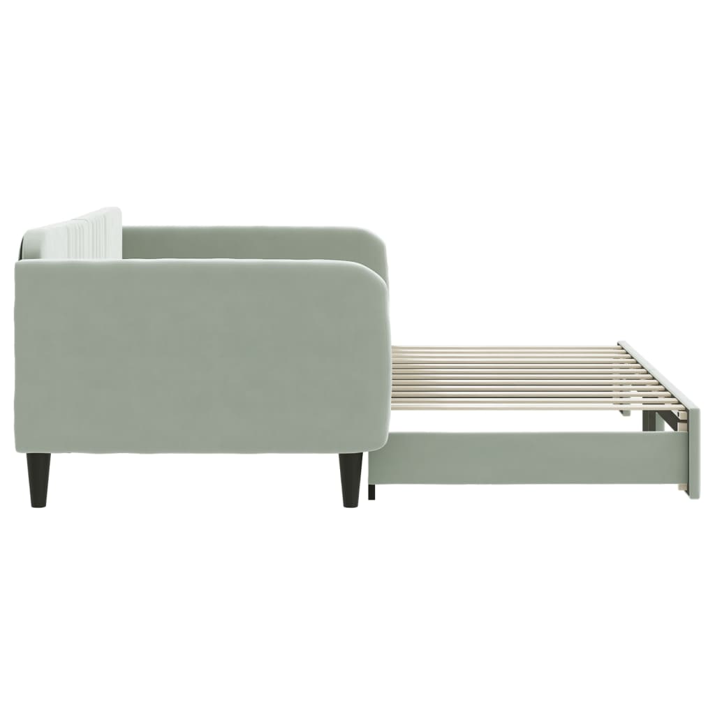 daybed med udtræk 100x200 cm velour lysegrå