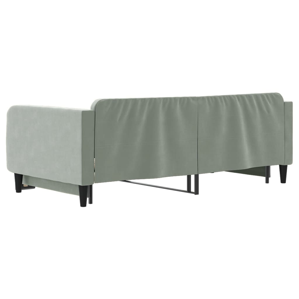 daybed med udtræk 100x200 cm velour lysegrå
