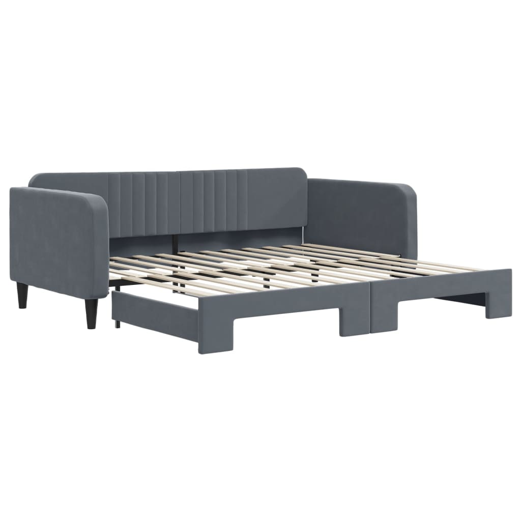 daybed med udtræk 100x200 cm velour mørkegrå