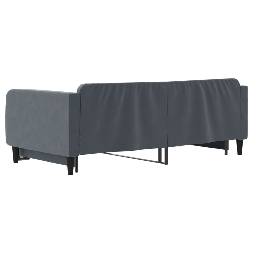 daybed med udtræk 100x200 cm velour mørkegrå