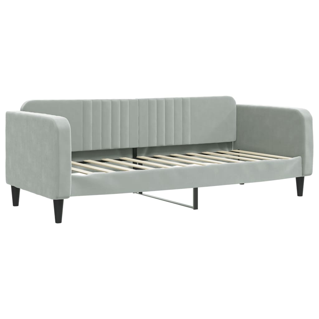 daybed med udtræk og madras 80x200 cm velour lysegrå