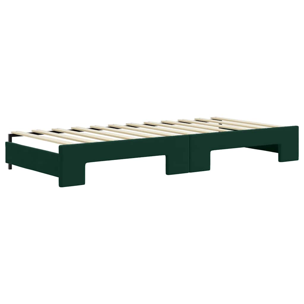 daybed med udtræk og madras 80x200 cm velour mørkegrøn