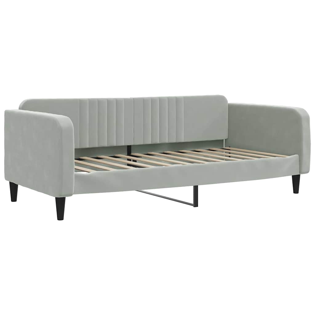 daybed med udtræk og madras 100x200 cm velour lysegrå
