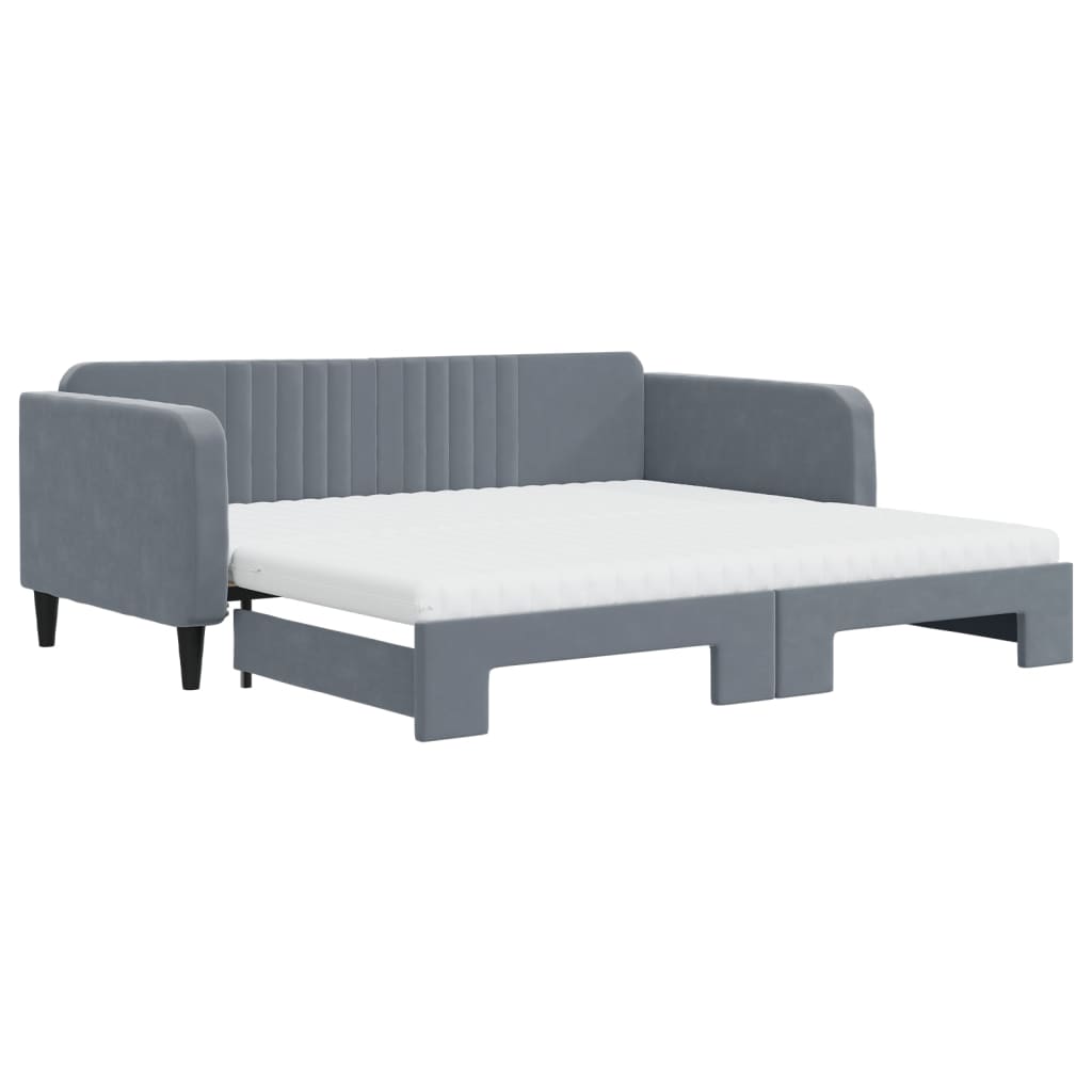 daybed med udtræk og madras 100x200 cm velour mørkegrå