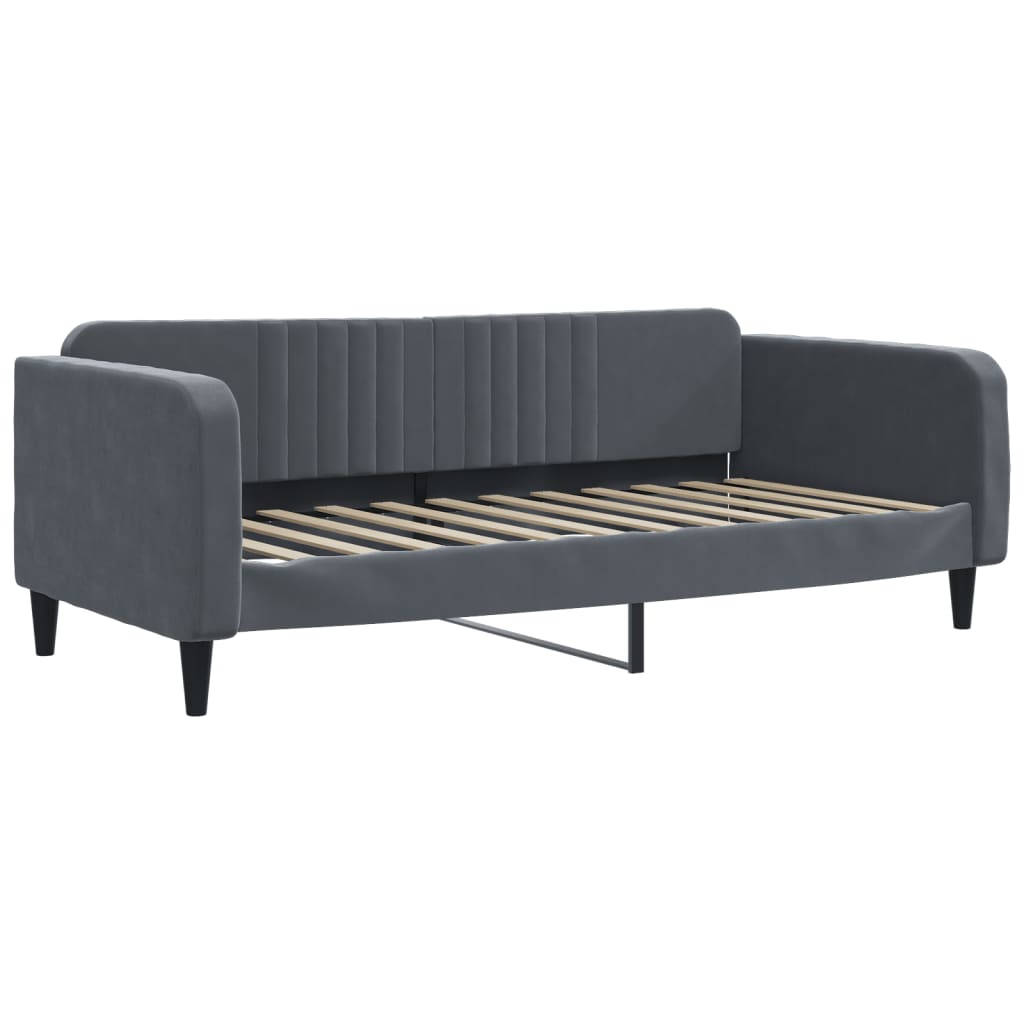 daybed med udtræk og madras 100x200 cm velour mørkegrå