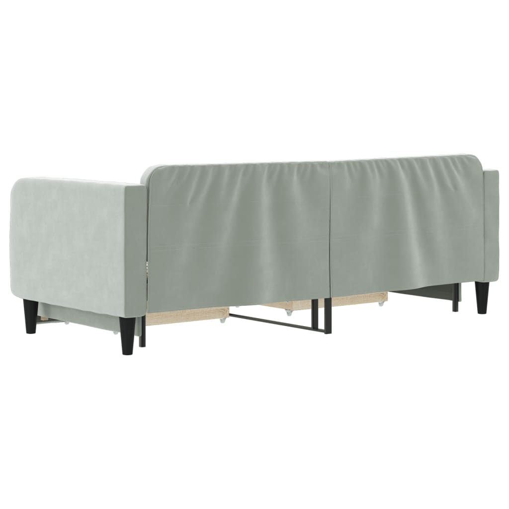 daybed med udtræk og skuffer 80x200 cm velour lysegrå