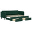 daybed med udtræk og skuffer 80x200 cm velour mørkegrøn