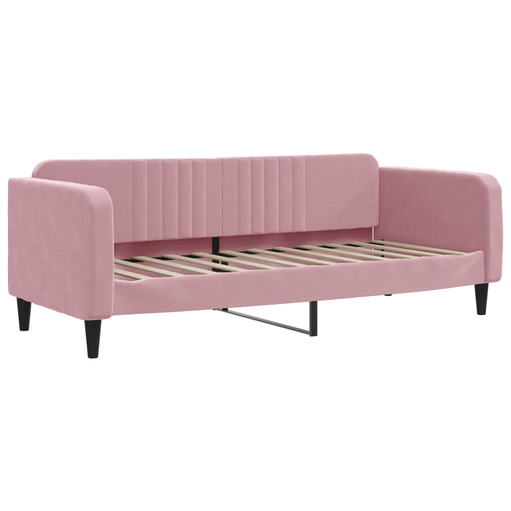 daybed med udtræk og skuffer 80x200 cm velour lyserød
