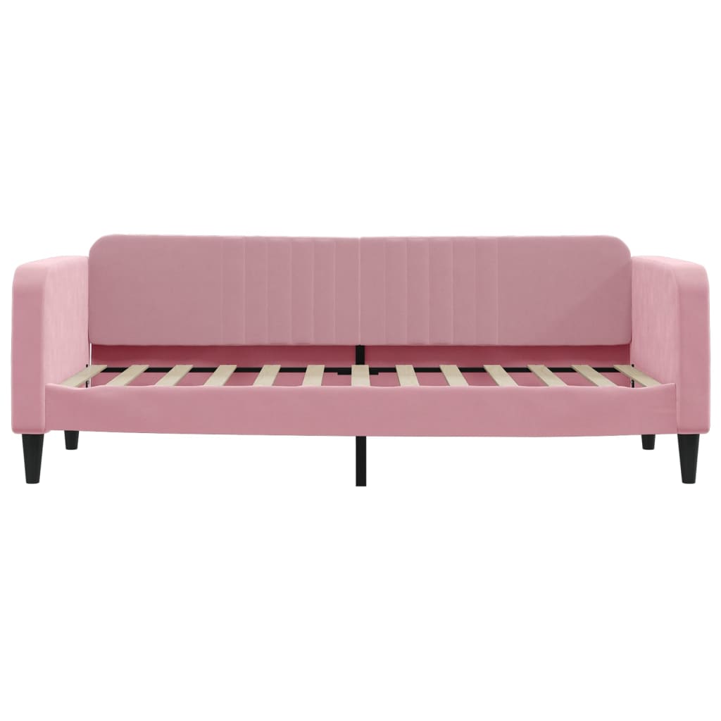 daybed med udtræk og skuffer 80x200 cm velour lyserød