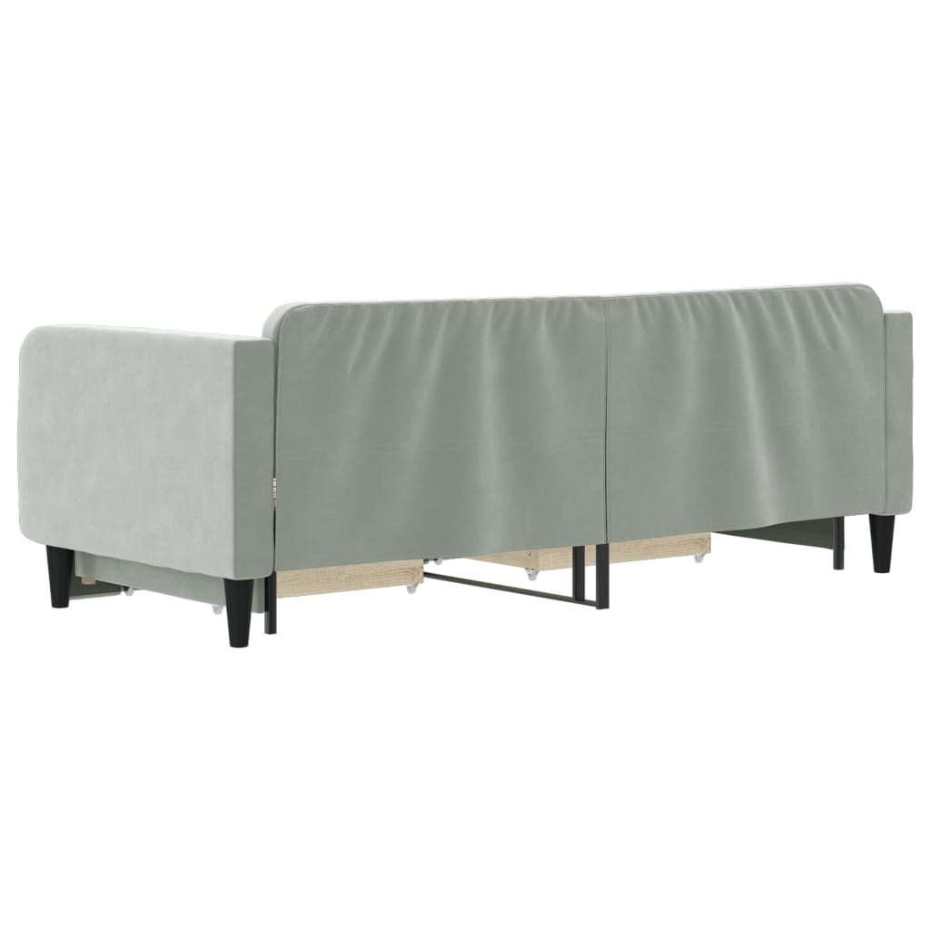 daybed med udtræk og skuffer 90x200 cm velour lysegrå