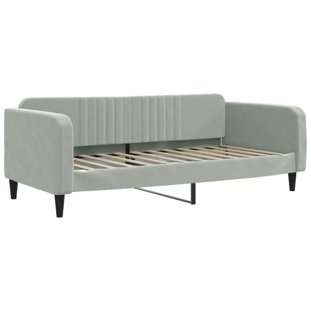 daybed med udtræk og skuffer 90x200 cm velour lysegrå