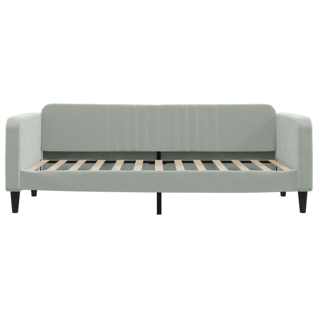 daybed med udtræk og skuffer 90x200 cm velour lysegrå