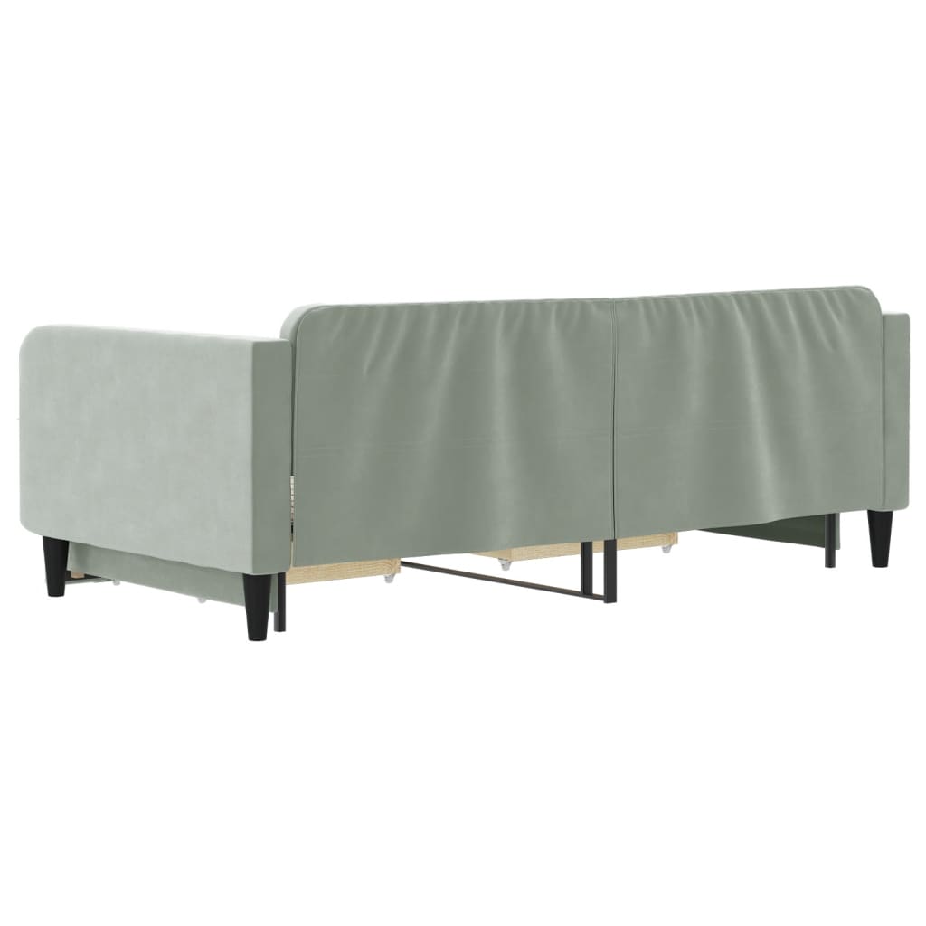 daybed med udtræk og skuffer 100x200 cm velour lysegrå