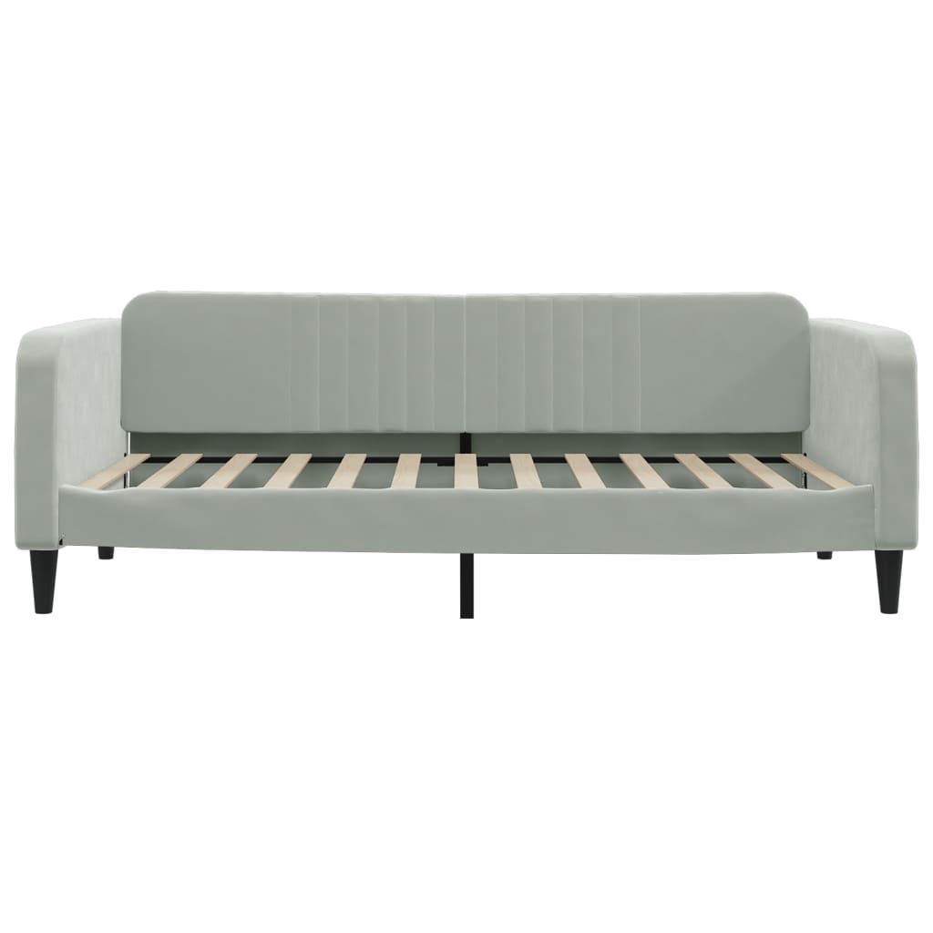 daybed med udtræk og skuffer 100x200 cm velour lysegrå
