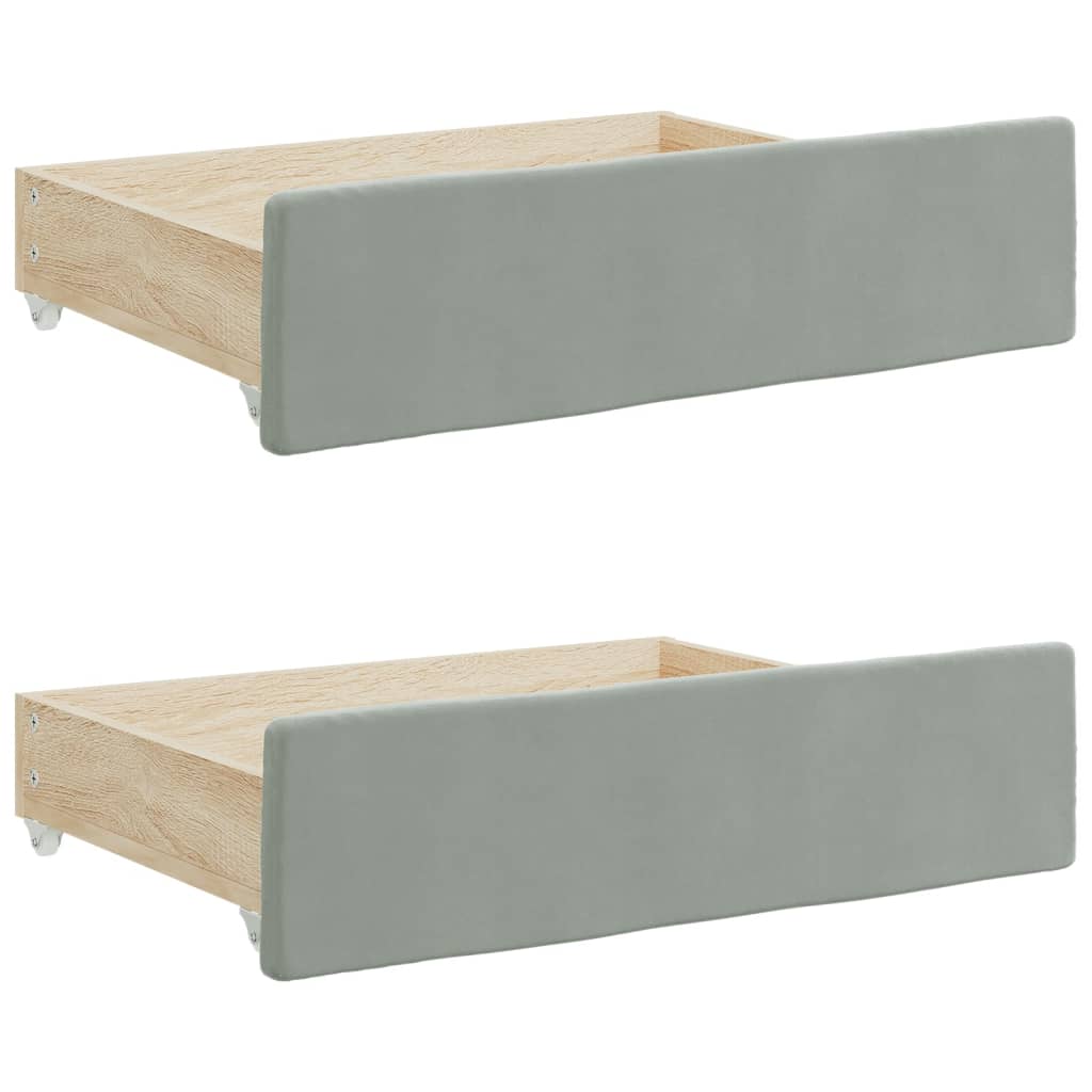 daybed med udtræk og skuffer 100x200 cm velour lysegrå