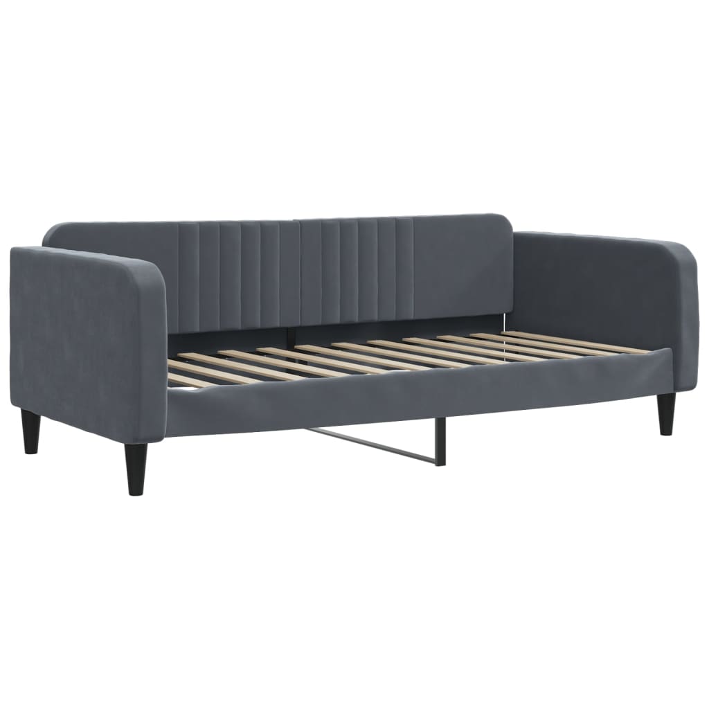 daybed med udtræk og skuffer 100x200 cm velour mørkegrå