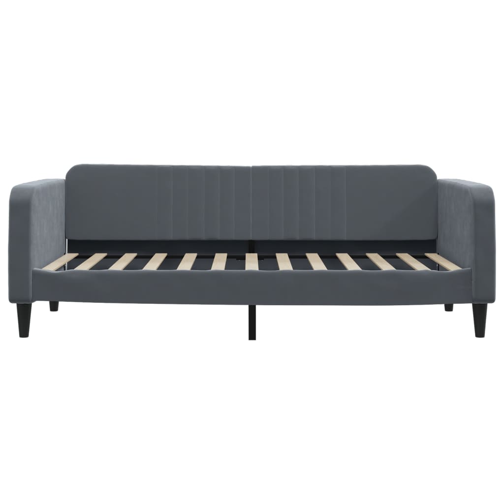 daybed med udtræk og skuffer 100x200 cm velour mørkegrå