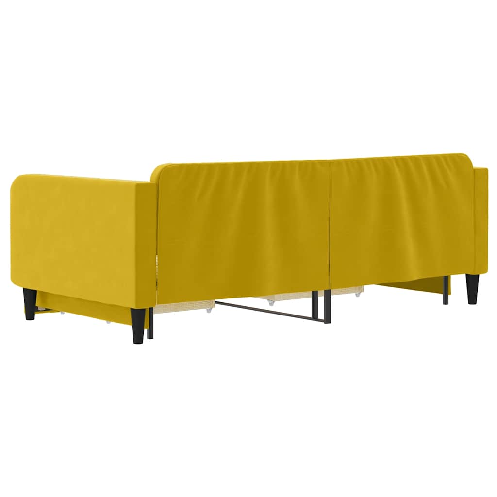 daybed med udtræk og skuffer 100x200 cm velour gul