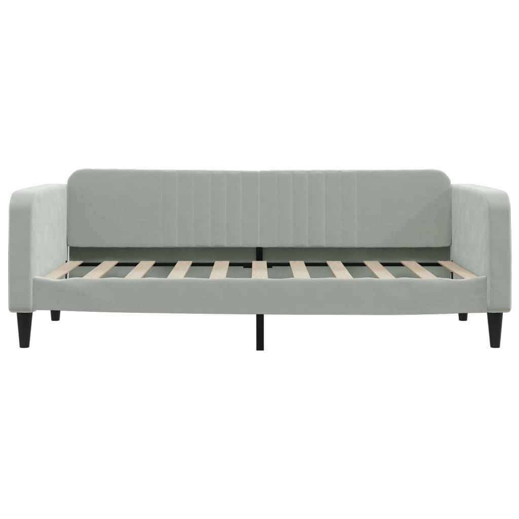 daybed med udtræk og skuffer 90x190 cm velour lysegrå