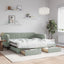 daybed med udtræk og skuffer 90x190 cm velour lysegrå