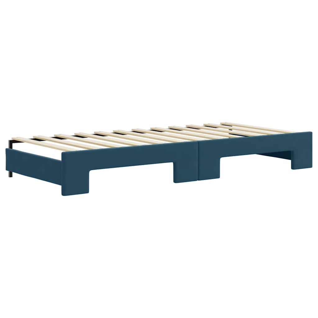 daybed med udtræk og skuffer 80x200 cm stof blå