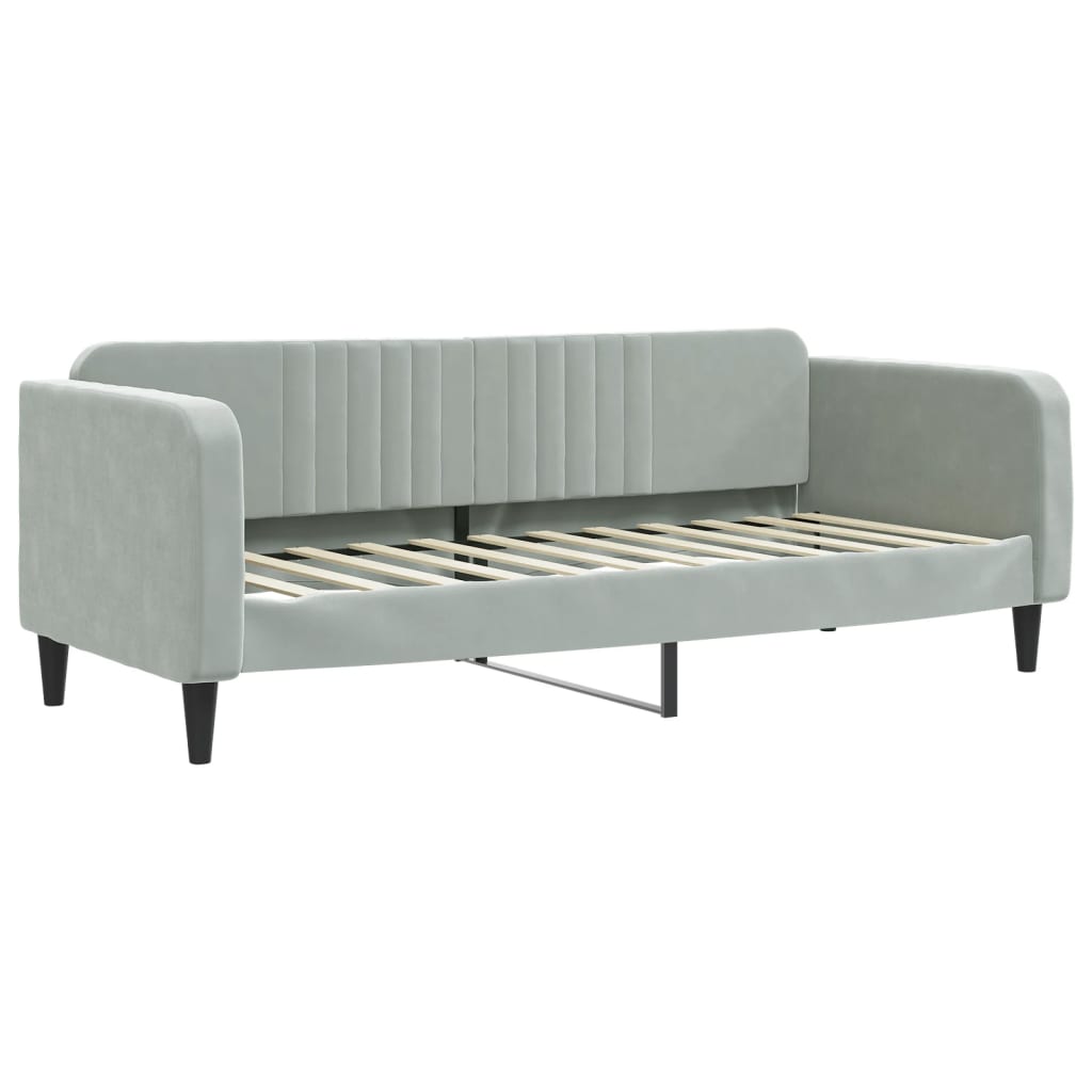daybed med udtræk og skuffer 80x200 cm velour lysegrå