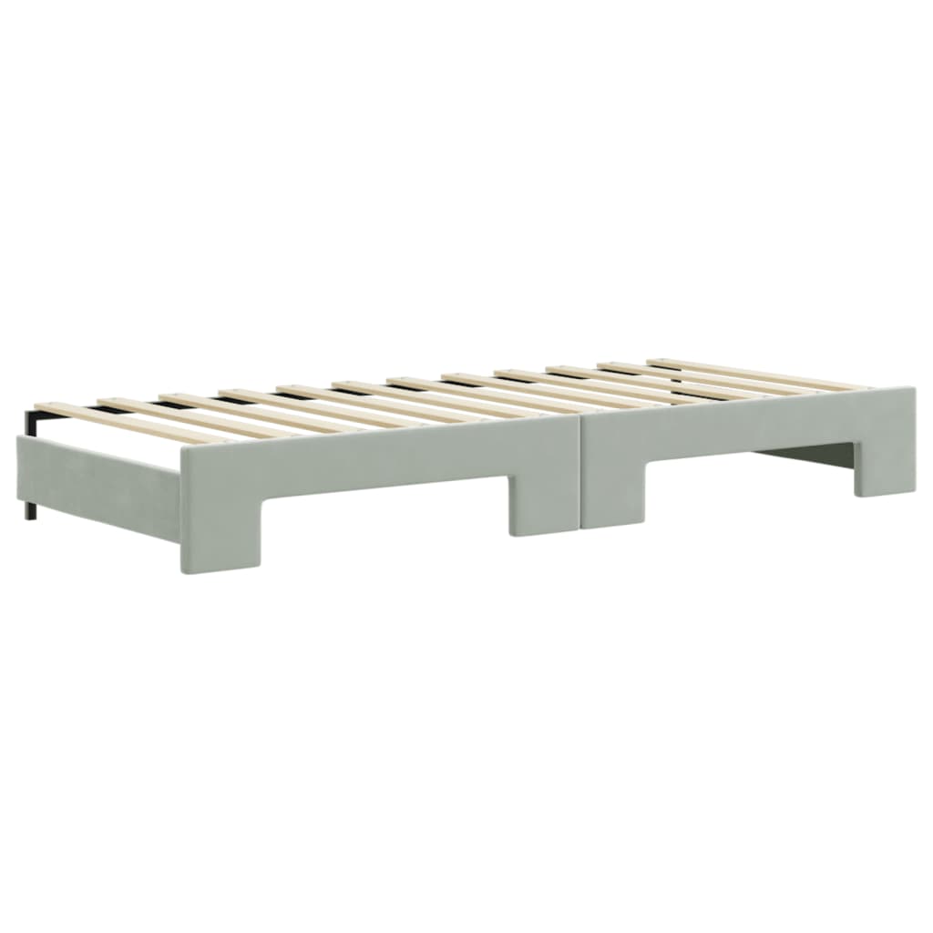 daybed med udtræk og skuffer 80x200 cm velour lysegrå