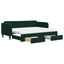 daybed med udtræk og skuffer 80x200 cm velour mørkegrøn