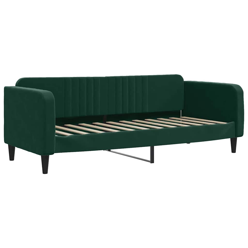 daybed med udtræk og skuffer 80x200 cm velour mørkegrøn